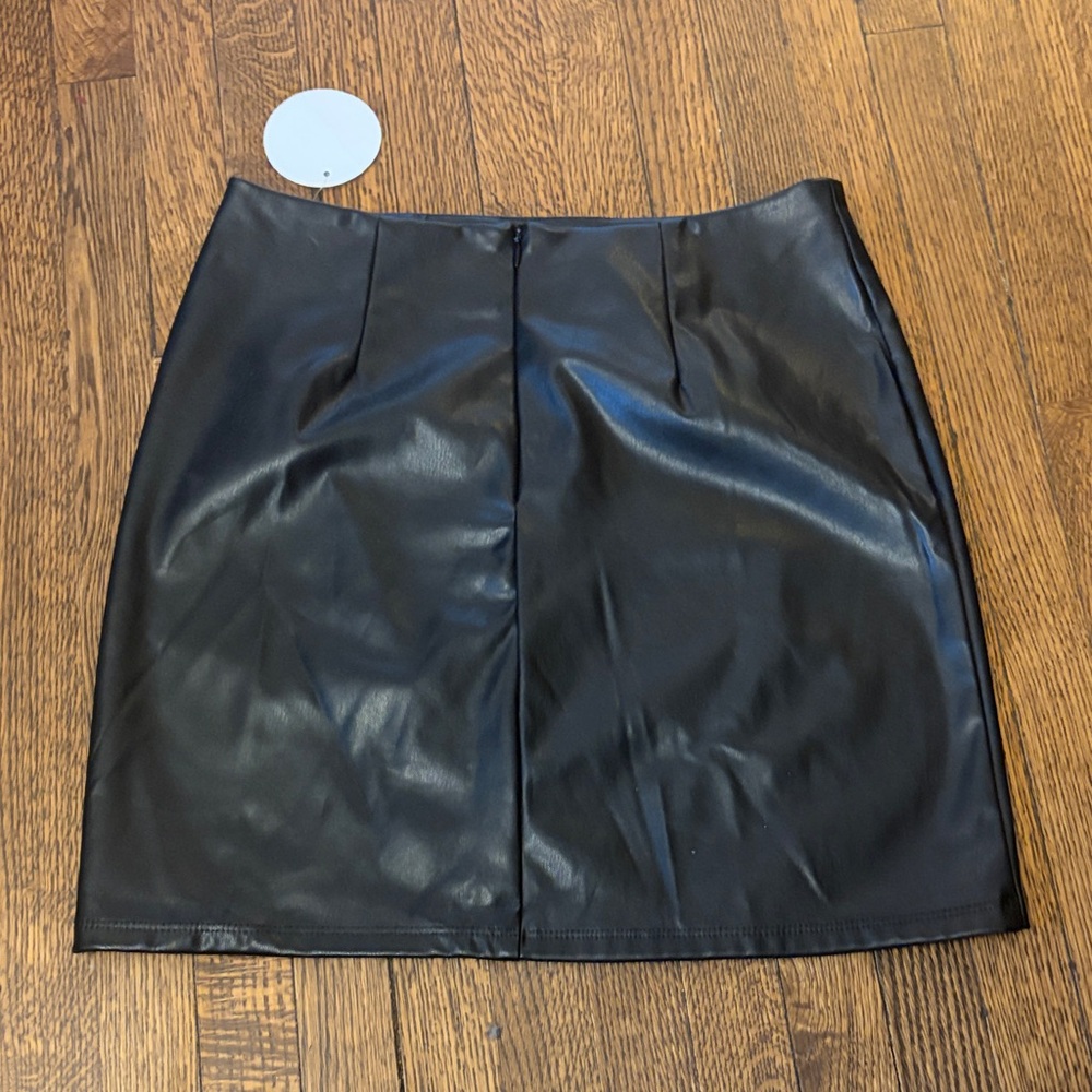 Blue Blush Black Vegan Leather Mini Skirt - Picture 2 of 4